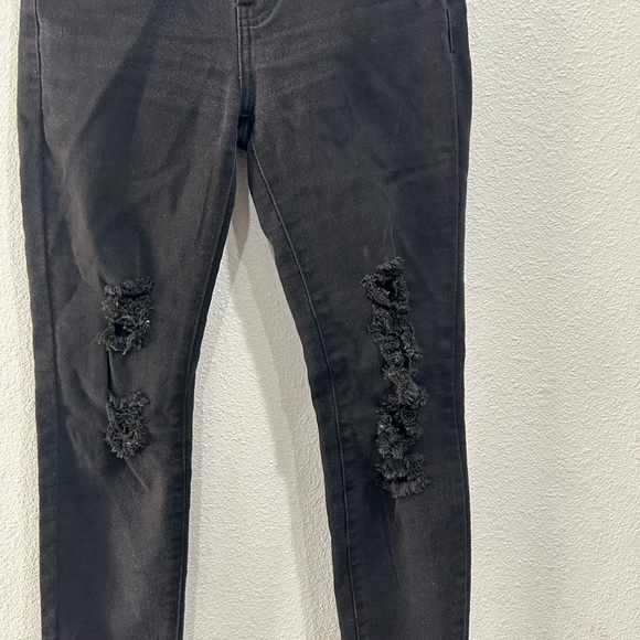 Passion Black Distressed Mid Rise Skinny Jeans SZ 1 - Picture 4 of 11